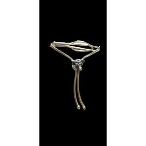 VTG Bull Head Bolo Tie Western Cowboy Rope Necklace Metal Slide‎ Accessory Gold